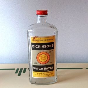 Vintage/antique circa 1940s Dickinson's witch hazel bottle retro